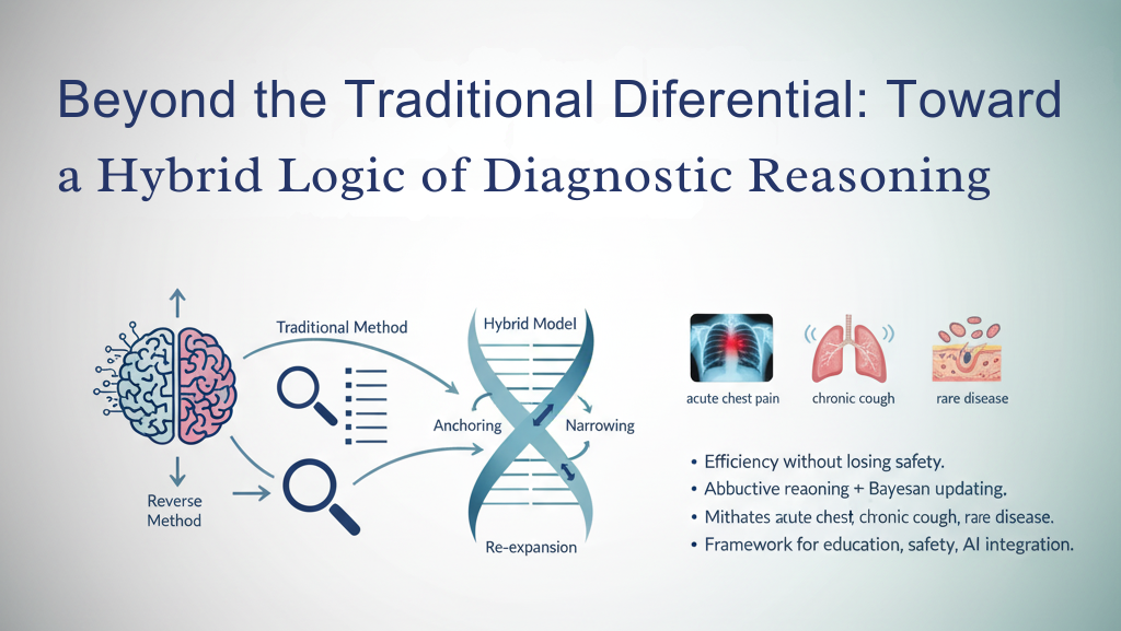 Beyond the Traditional Differential: Toward a Hybrid Logic of Diagnostic Reasoning 21 Hybrid logic of diagnostic reasoning illustration highlighting modern approaches beyond traditional differential diagnosis